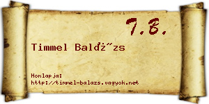 Timmel Balázs névjegykártya
